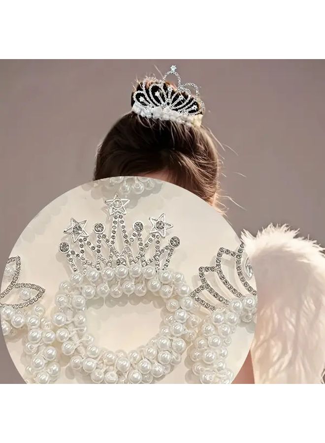 6 Pack Cute Crown Hair Bands For Girls Princess Bun Ties Ponytail Accessories - Image 5